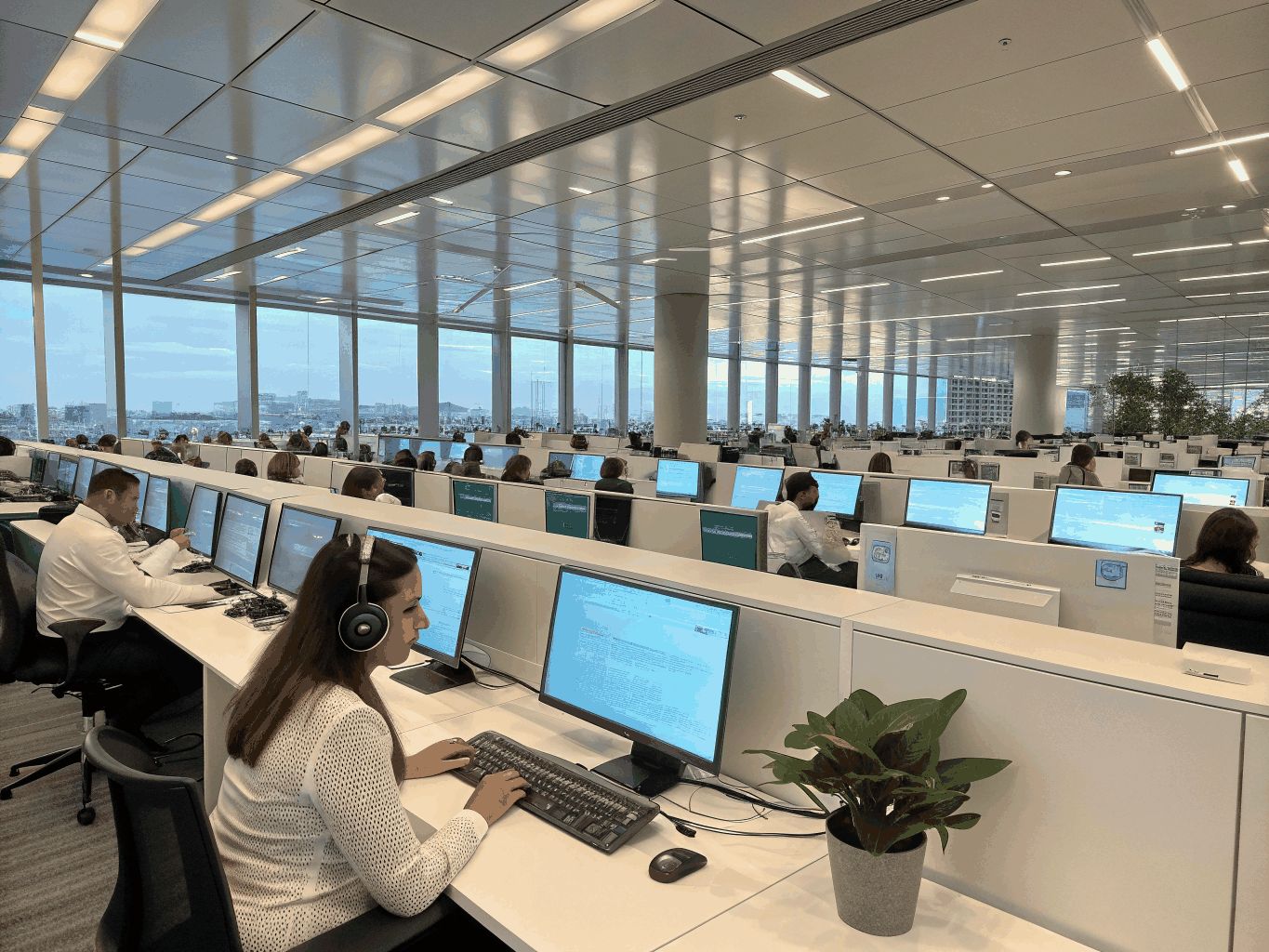 Kolaborasi agen contact center dengan dashboard analitik AI real-time di Jakarta