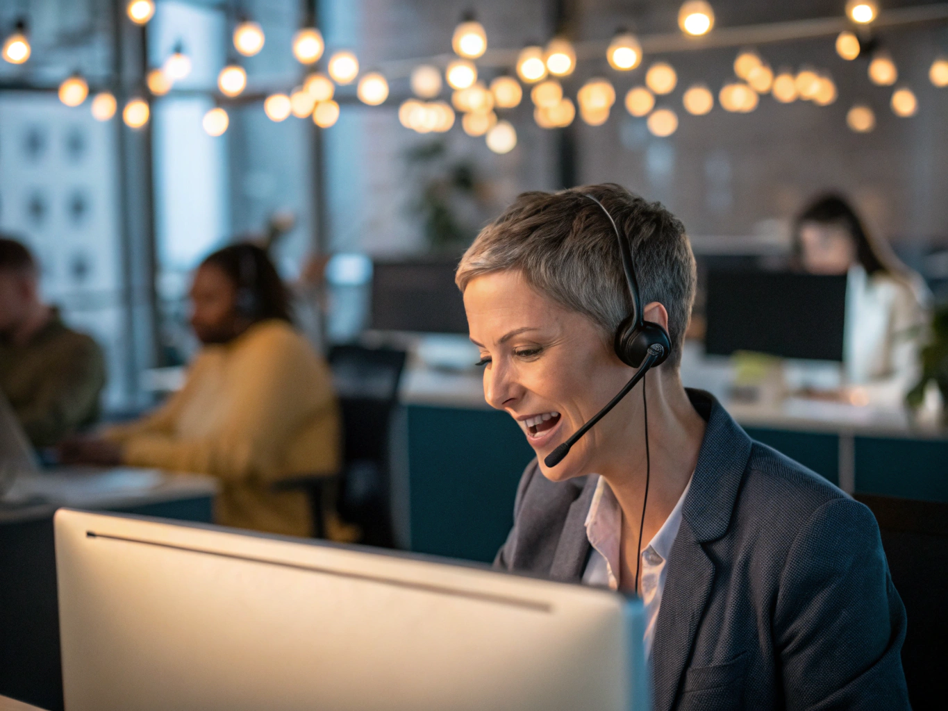 Petugas call center profesional melayani pelanggan